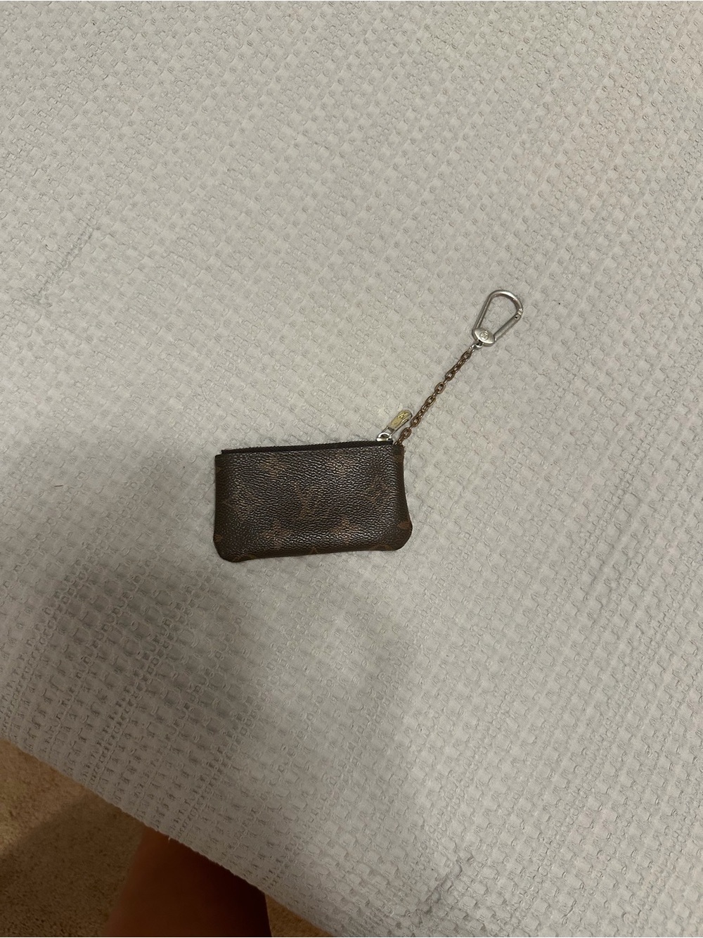 Louis Vuitton Monogram Brown Key Pouch with Chain and Clip